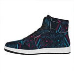 Geometric Japanese Demon Print High Top Leather Sneakers