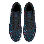 Geometric Japanese Demon Print High Top Leather Sneakers