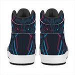 Geometric Japanese Demon Print High Top Leather Sneakers