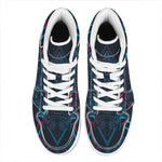 Geometric Japanese Demon Print High Top Leather Sneakers