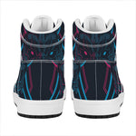 Geometric Japanese Demon Print High Top Leather Sneakers