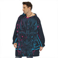 Geometric Japanese Demon Print Hoodie Blanket
