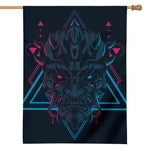 Geometric Japanese Demon Print House Flag