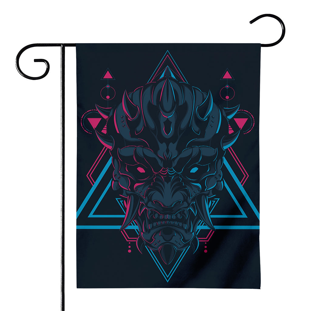 Geometric Japanese Demon Print House Flag