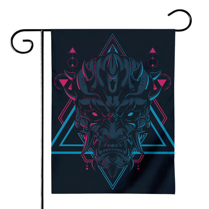 Geometric Japanese Demon Print House Flag