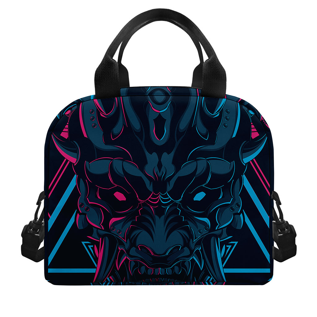 Geometric Japanese Demon Print Insulated Lunch Bag