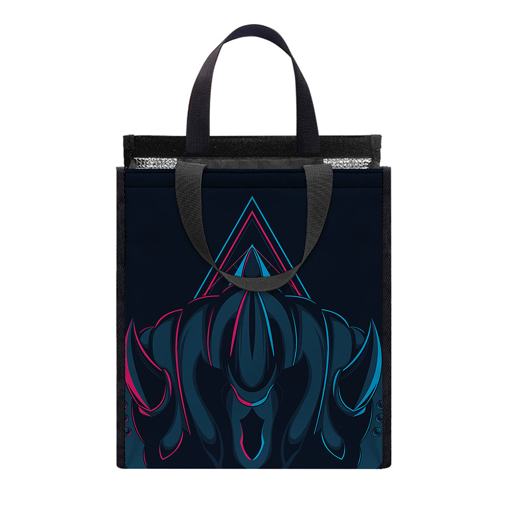 Geometric Japanese Demon Print Insulated Lunch Tote