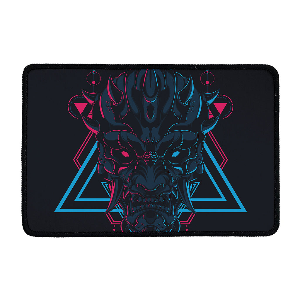 Geometric Japanese Demon Print Kitchen Mat