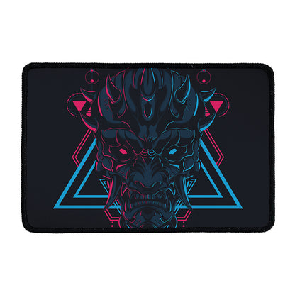 Geometric Japanese Demon Print Kitchen Mat