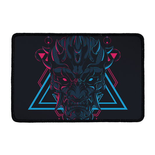 Geometric Japanese Demon Print Kitchen Mat