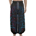 Geometric Japanese Demon Print Lantern Pants