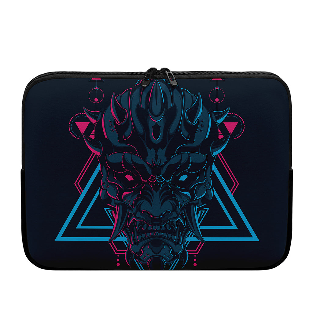 Geometric Japanese Demon Print Laptop Sleeve