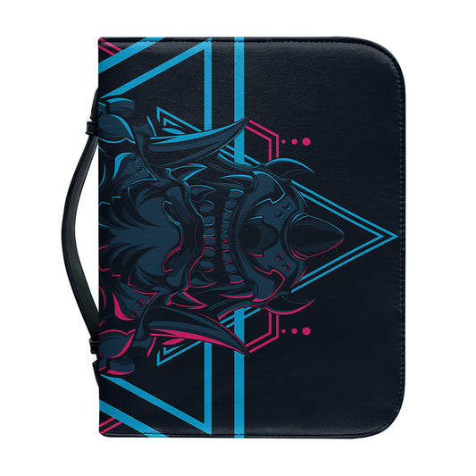 Geometric Japanese Demon Print Leather Bible Cover