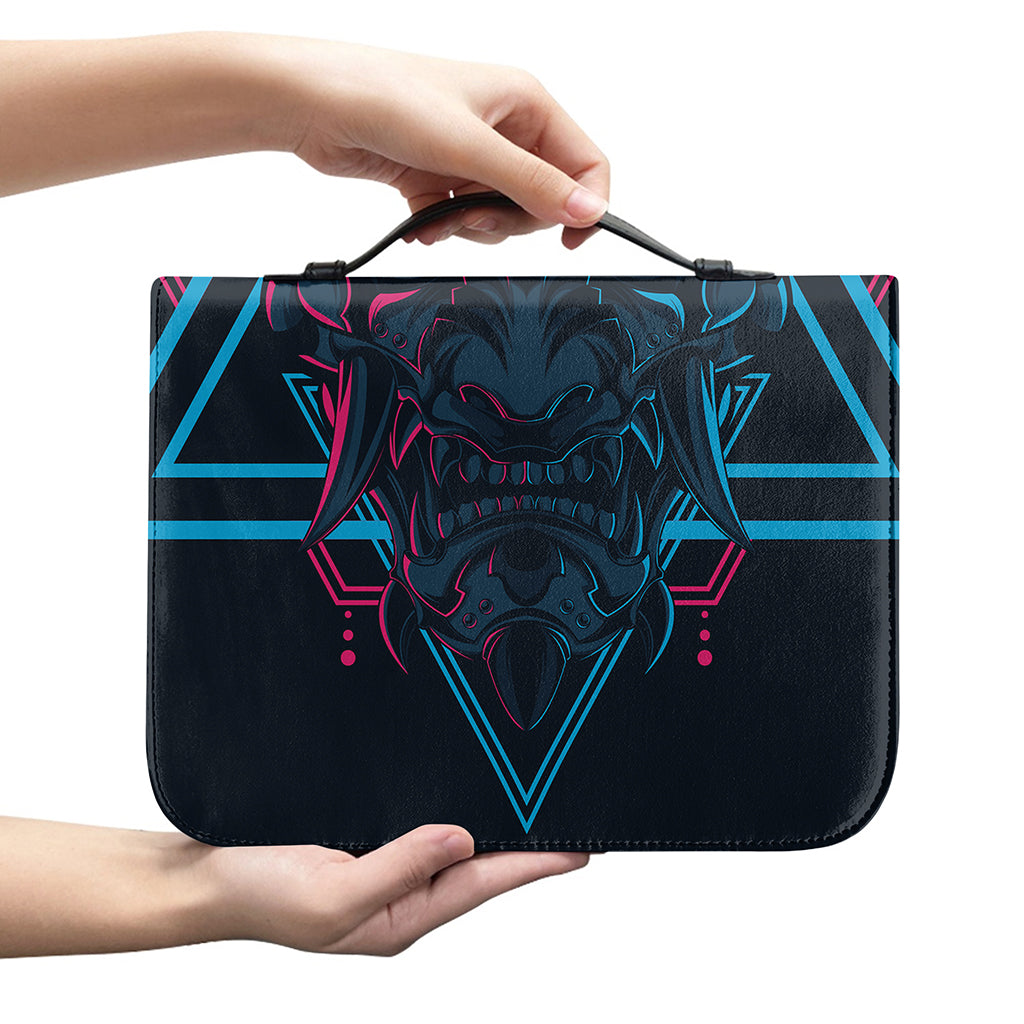 Geometric Japanese Demon Print Leather Bible Cover