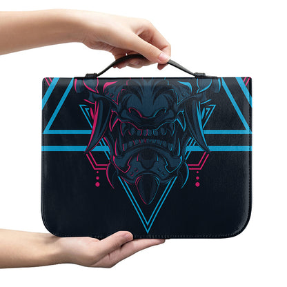 Geometric Japanese Demon Print Leather Bible Cover
