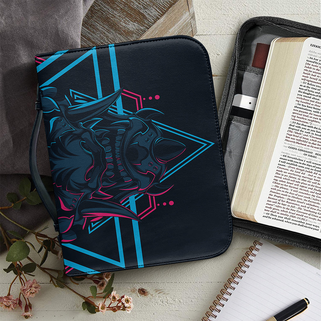 Geometric Japanese Demon Print Leather Bible Cover