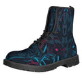 Geometric Japanese Demon Print Lace-Up Boots