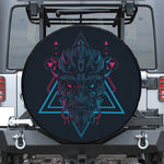 Geometric Japanese Demon Print Leather Spare Tire Cover