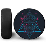 Geometric Japanese Demon Print Leather Spare Tire Cover