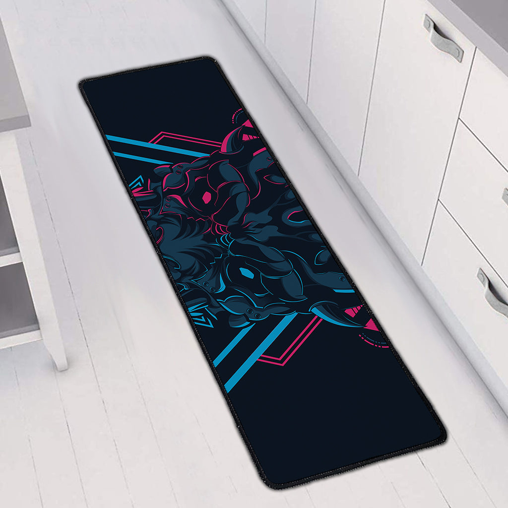 Geometric Japanese Demon Print Long Kitchen Mat