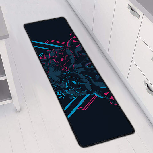 Geometric Japanese Demon Print Long Kitchen Mat