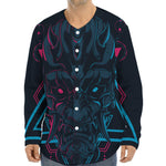 Geometric Japanese Demon Print Long Sleeve Baseball Jersey