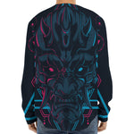 Geometric Japanese Demon Print Long Sleeve Baseball Jersey
