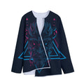 Geometric Japanese Demon Print Long Sleeve Short Coat