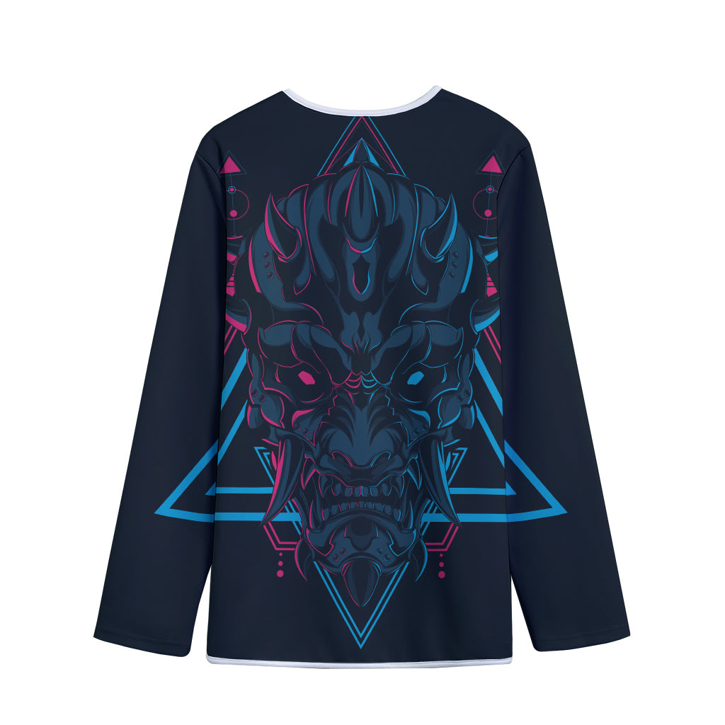 Geometric Japanese Demon Print Long Sleeve Short Coat