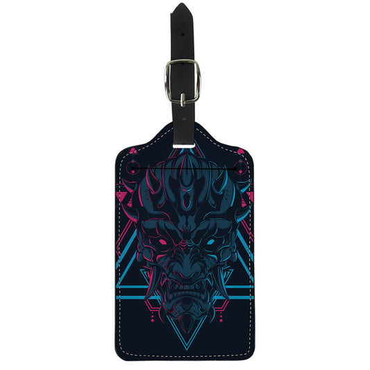 Geometric Japanese Demon Print Luggage Tag