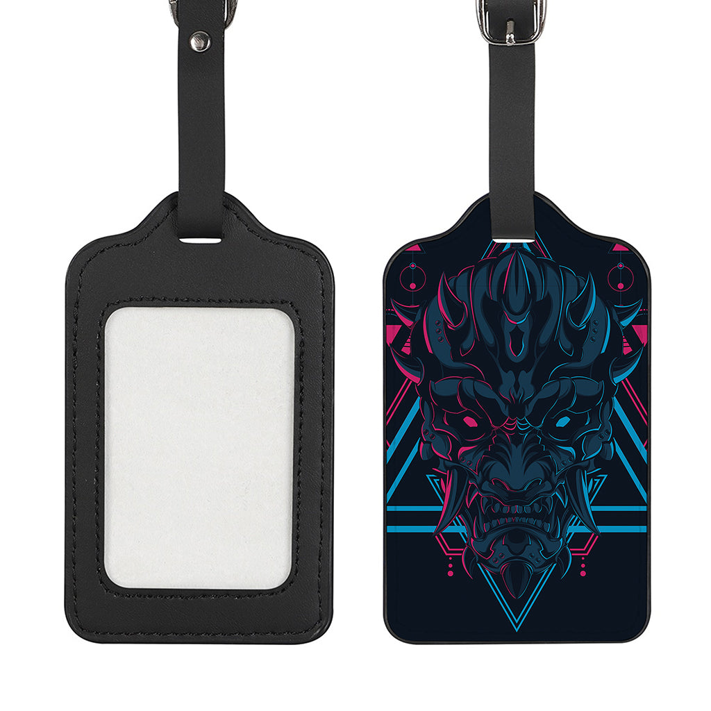 Geometric Japanese Demon Print Luggage Tag