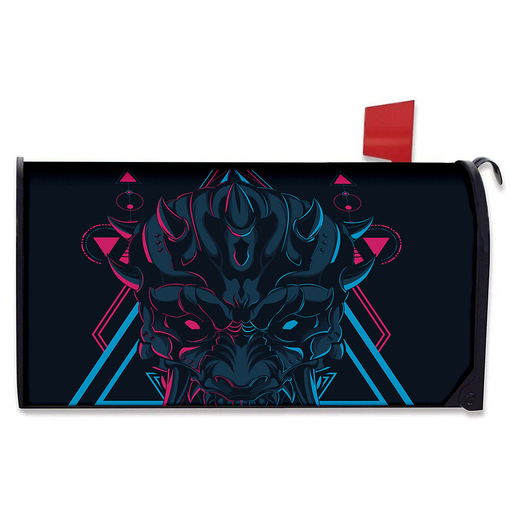 Geometric Japanese Demon Print Mailbox Cover
