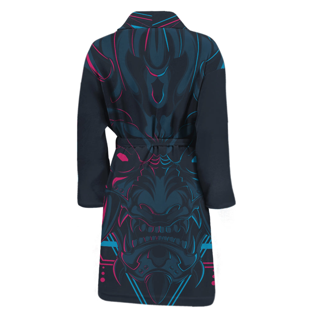 Geometric Japanese Demon Print Men's Bathrobe