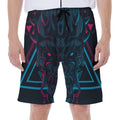 Geometric Japanese Demon Print Men's Beach Shorts