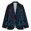 Geometric Japanese Demon Print Men's Blazer