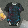 Geometric Japanese Demon Print Men's Bodysuit