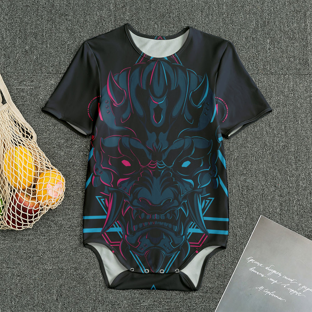 Geometric Japanese Demon Print Men's Bodysuit