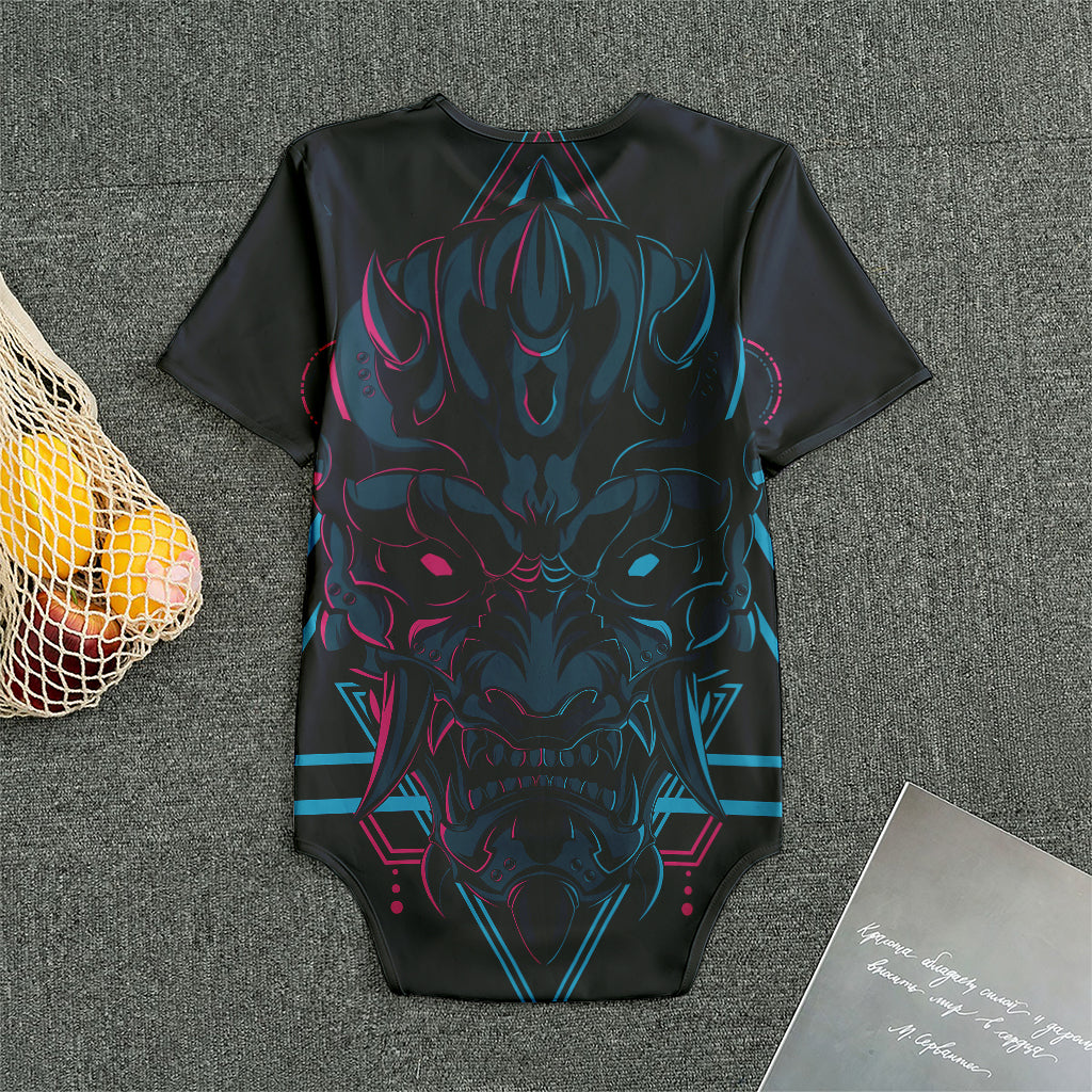 Geometric Japanese Demon Print Men's Bodysuit