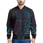 Geometric Japanese Demon Print Men's Bomber Jacket