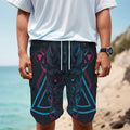 Geometric Japanese Demon Print Men's Cargo Shorts