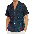 Geometric Japanese Demon Print Men's Deep V-Neck Shirt