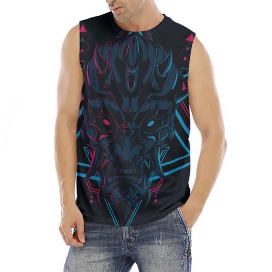 Geometric Japanese Demon Print Men's Fitness Tank Top