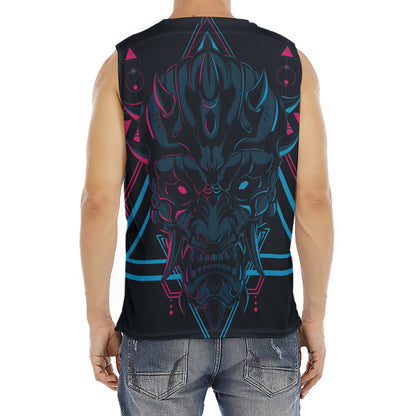 Geometric Japanese Demon Print Men's Fitness Tank Top