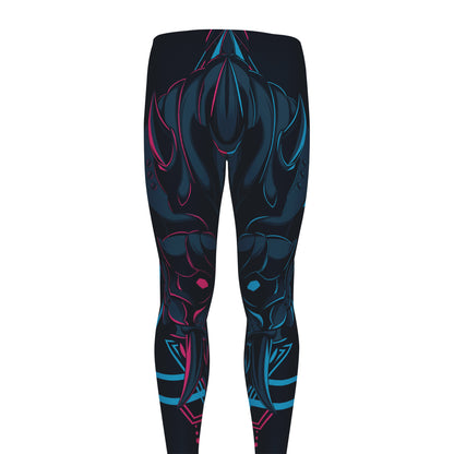 Geometric Japanese Demon Print Men's leggings