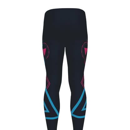 Geometric Japanese Demon Print Men's leggings