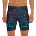 Geometric Japanese Demon Print Men's Long Boxer Briefs