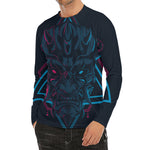 Geometric Japanese Demon Print Men's Long Sleeve Rash Guard