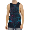 Geometric Japanese Demon Print Men's Muscle Tank Top