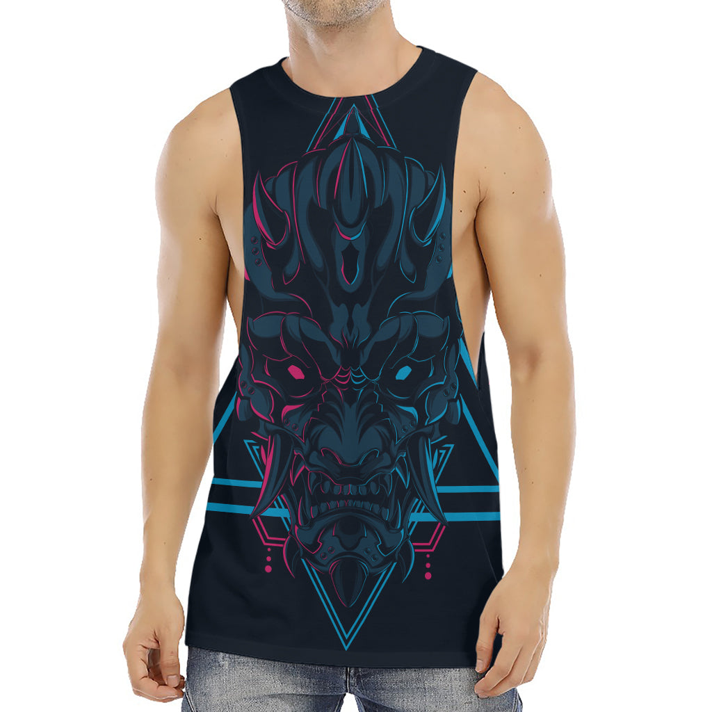 Geometric Japanese Demon Print Men's Muscle Tank Top