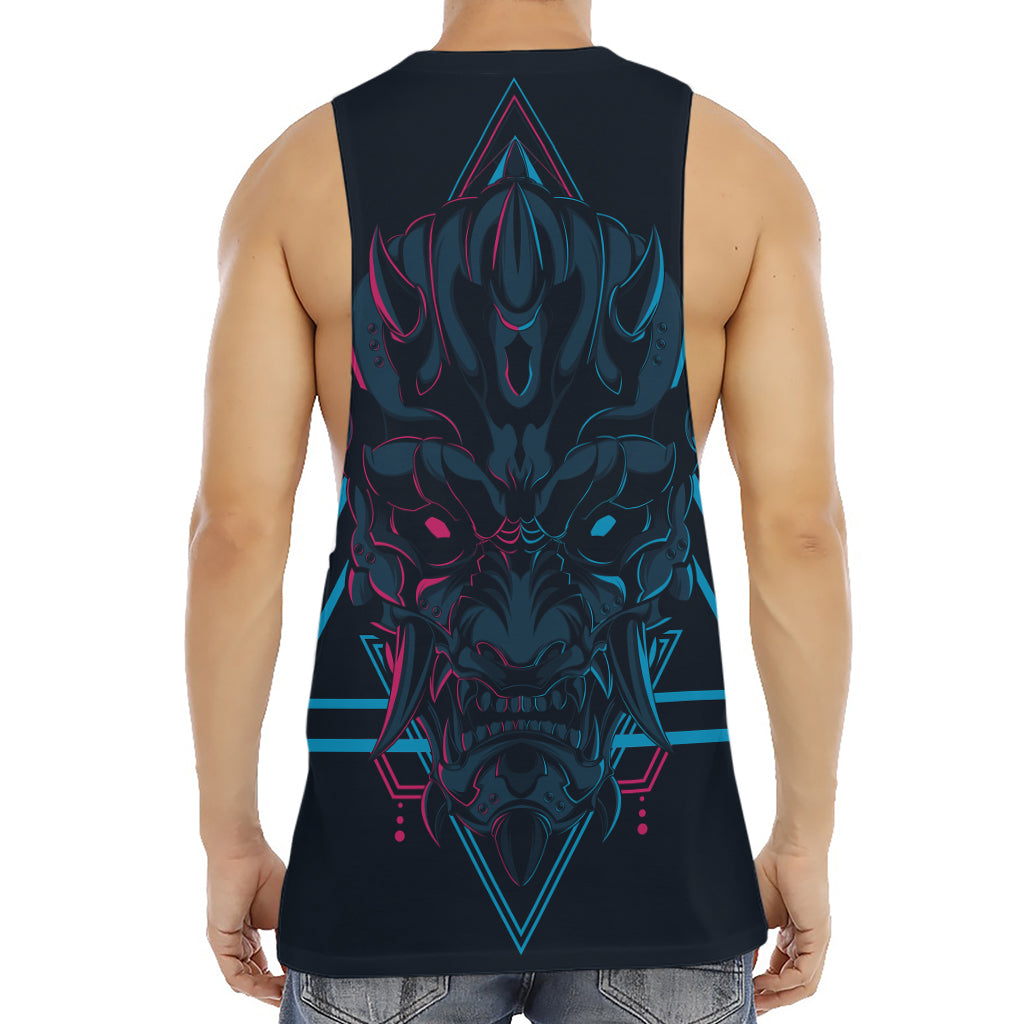 Geometric Japanese Demon Print Men's Muscle Tank Top